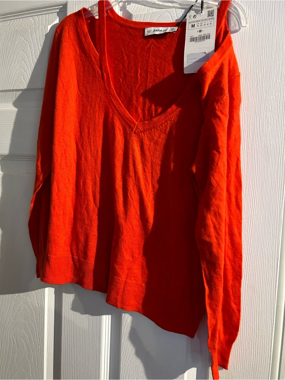 Zara Bright Orange V-Neck Sweater